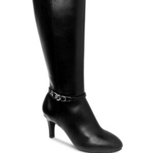 NWOT Karen Scott Black Heeled Boots with Chain Detail